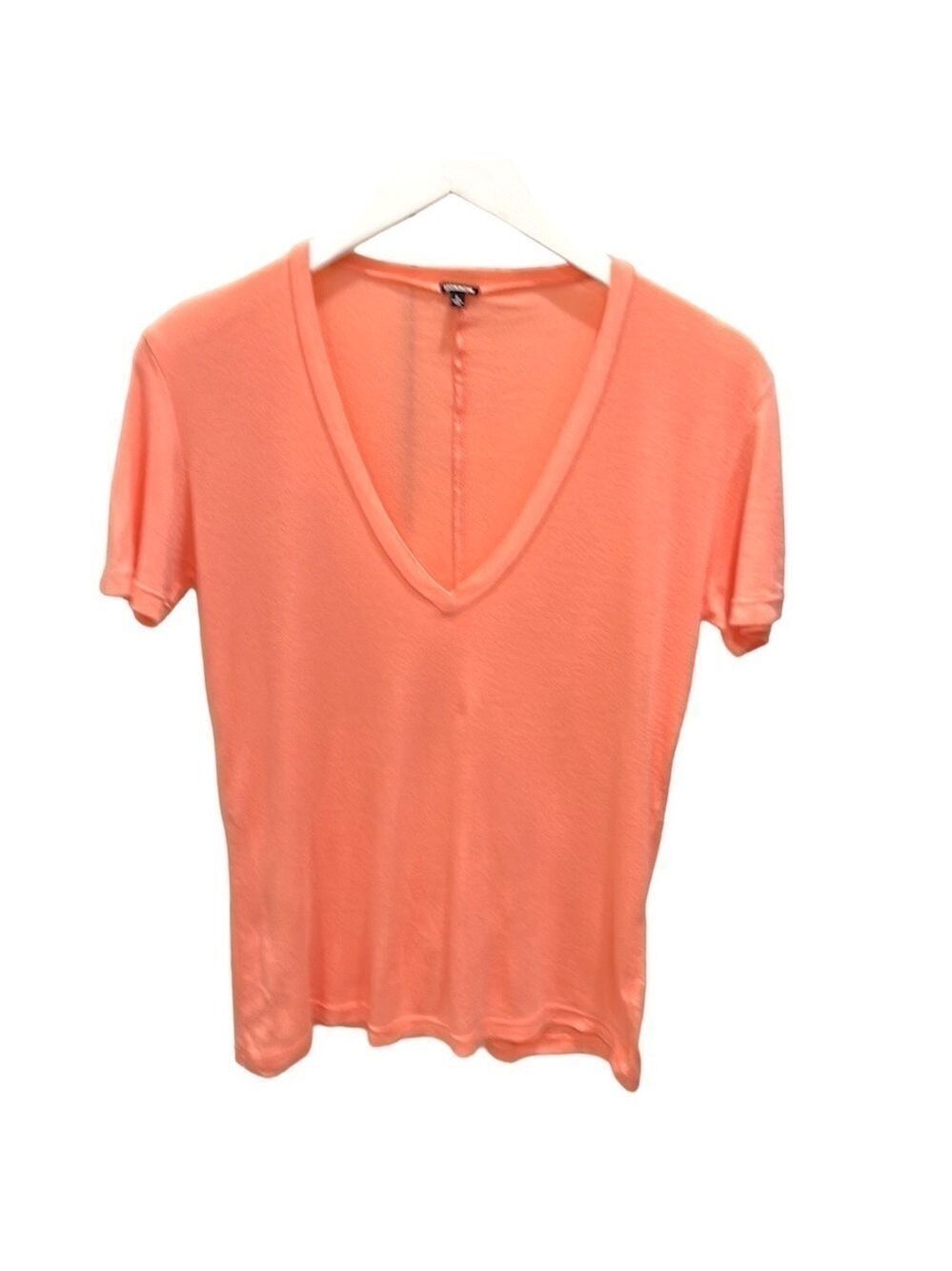 NWOT Monrow Deep Vee Neck Short Sleeve T Shirt SZ S Creamsicle Orange
